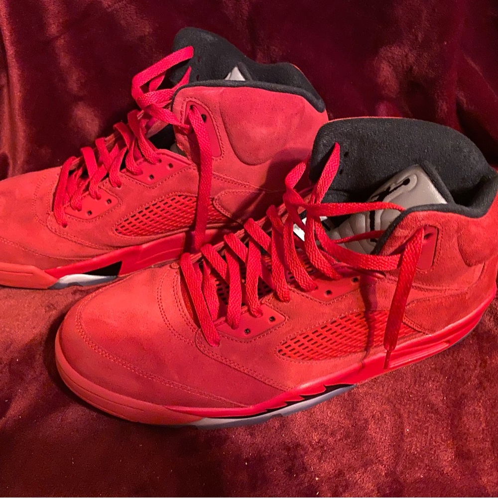Jordan Red High-Top Sneakers with Premium Suede